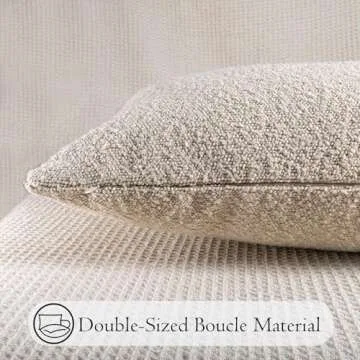 JoraLion 14x36 Neutral Textured Boucle Throw Pillow Cover, Beige Lumbar Pillow Cover Ivory Cozy Soft Cushion Case for Couch Sofa Bed Living Room Home Decor, Pack of 1 (Cover Only)