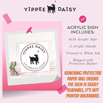 Yippee Daisy Acrylic Wedding Sign - Stylish Tabletop Decor