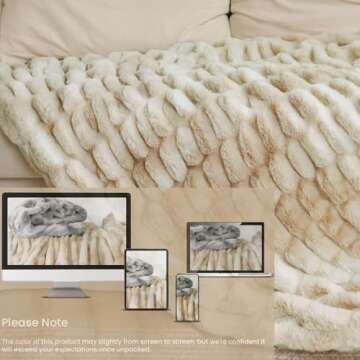 blunique Faux Fur Blanket Extra Soft, Luxury Dual-Sided Faux Fur Throw Blanket, Flannel and Faux Fur...