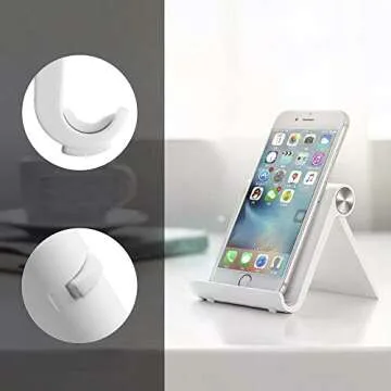 Mayten Foldable Desk Cell Phone Stand Adjustable iPhone iPad Holder Stand,Compatible for iPhone 14Pro 14Plus 13 12Pro Max 11 SE XS XR 8 7 6,Switch,iPad,Samsung,Kindle-White