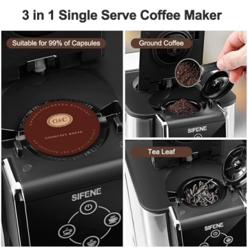 SIFENE 3-in-1 Coffee Maker for Pods Ground Coffee & Tea