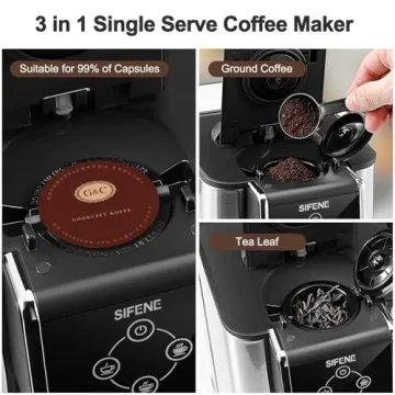 SIFENE 3-in-1 Coffee Maker for Pods Ground Coffee & Tea