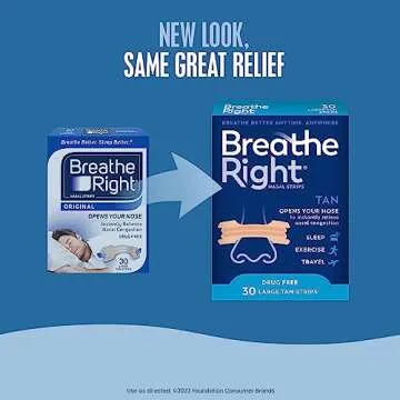 Breathe Right Original Nose Strips to Reduce Snoring and Relieve Nose Congestion, Tan, 30 Count (Packaging May Vary)