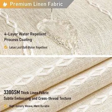 BTTN Extra Long Shower Curtain - 72x84 Long Boho Chic Striped Tassel Linen Fabric Shower Curtain Set with Hooks, Tall Modern Farmhouse Cute Heavy Duty Cloth Shower Curtains for Bathroom - Cream/Beige