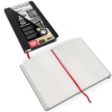 ARTEZA Small Hardcover Sketch Book 5.1x8.3 Drawing Pad 3 Pack 100 Sheets Sketch Pads for Drawing for Adults & Teens