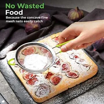 K BASIX Set of 3 Fine Mesh Strainer for Kitchen with Silicone Handle - Sieve Fine Mesh Stainless Steel Strainer, Sieve for Quinoa, Flour, Filter, Rinse, Strain Pasta, Noodles, Fine Mesh Seive