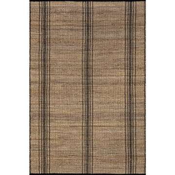 nuLOOM Odette Striped 5x8 Jute Area Rug for Dining Room Rug Neutral Rug Living Room Rug, Natural/Black