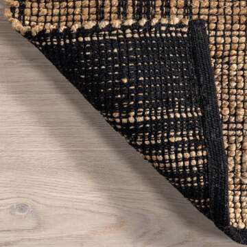 nuLOOM Odette Striped 5x8 Jute Area Rug for Dining Room Rug Neutral Rug Living Room Rug, Natural/Black