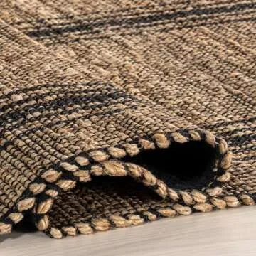 nuLOOM Odette Striped 5x8 Jute Area Rug for Dining Room Rug Neutral Rug Living Room Rug, Natural/Black