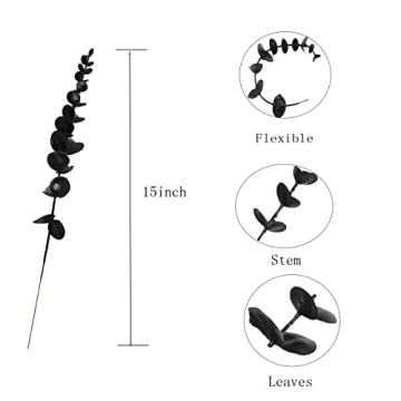Tinsow Black Eucalyptus Stems for Home Decor and Weddings