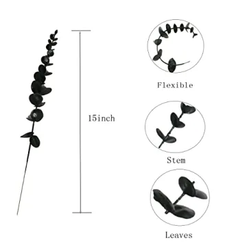 Tinsow Black Eucalyptus Stems for Home Decor and Weddings