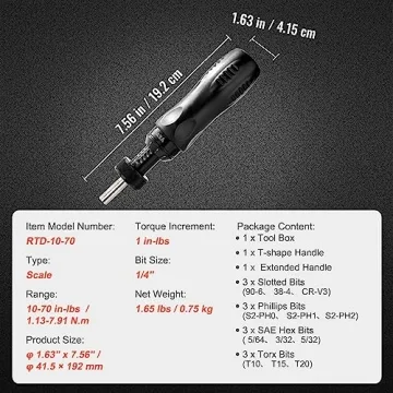 VEVOR Torque Screwdriver with Adjustable Torque Range