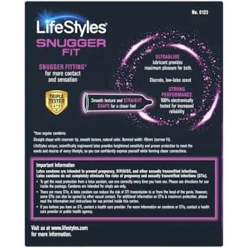 Lifestyles Snugger Fit Natural Rubber and Lubricated Latex Condoms Value Pack - 25 Count, 1 Pack - Triple Tested for Best Protection, Made with UltraGlide Silicone Lube
