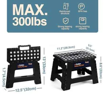 Flottian 9" Folding Step Stool for Adults and Kids Holds Up to 300 lbs,Non-Slip Folding Stools with ...