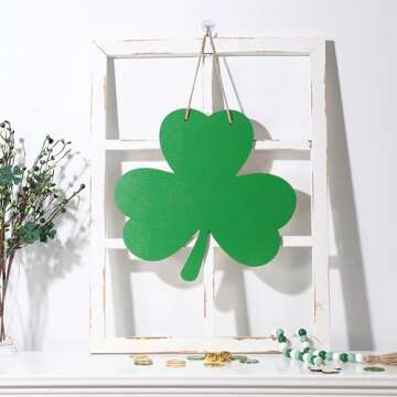 St Patricks Day Door Decorations Wooden Shamrock Hanging Sign for Holiday Farmhouse Home Front Porch...