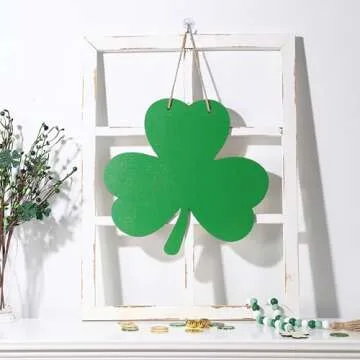 St Patricks Day Door Decorations Wooden Shamrock Hanging Sign for Holiday Farmhouse Home Front Porch...