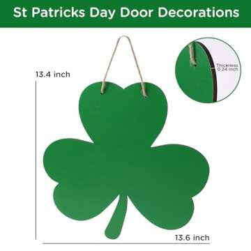 St Patricks Day Door Decorations Wooden Shamrock Hanging Sign for Holiday Farmhouse Home Front Porch and Wall Window Decor