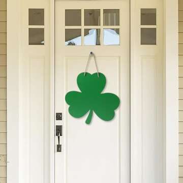 St Patricks Day Door Decorations Wooden Shamrock Hanging Sign for Holiday Farmhouse Home Front Porch and Wall Window Decor