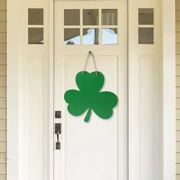 St Patricks Day Door Decorations Wooden Shamrock Hanging Sign for Holiday Farmhouse Home Front Porch and Wall Window Decor
