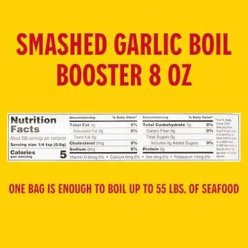 Louisiana Fish Fry Products Smashed Garlic Boil Booster - Garlic and Onion Flavors - Crab, Shrimp, Crawfish Seasonings, Mix and Spice Enhancer - Low Salt Cajun Seasoning 8 oz (Pack of 1 Sachet)