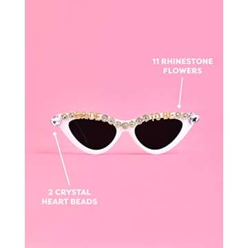 xo, Fetti Bachelorette Party Bride To Be Sunglasses | White Cat Eye Bedazzled Bach Decoration, Bridesmaid Sunnies Favor, Bride to Be Gift + Bridal Shower Supplies