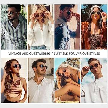 SUNGAIT Ponderable Metal Round Sunglasses for Men Women Classic Vintage Polarized Circle Sun Glasses