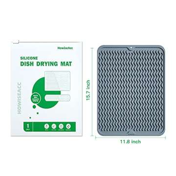 HowiseAcc Silicone Dish Drying Mat,Drying Mat For Kitchen counter, Heat Resistant Mat,Easy Clean dra...