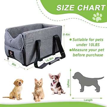 Dog Car Seat for Small Dogs, Interactive Dog Console Car Seat with Safety Tethers for Small Pets Up ...