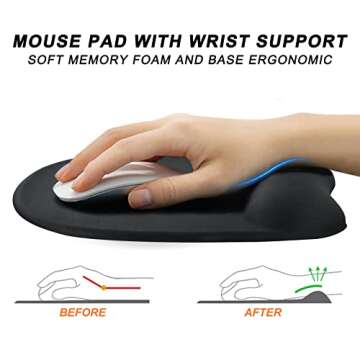 Mouse Pad with Wrist Support Gel Mouse Pad with Wrist Rest, Comfortable Computer Mouse Pad for Lapto...
