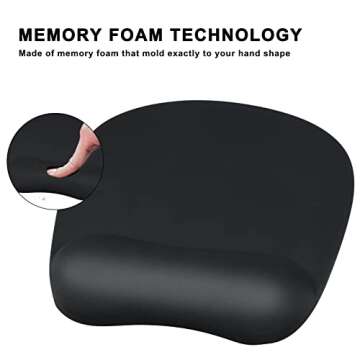 Mouse Pad with Wrist Support Gel Mouse Pad with Wrist Rest, Comfortable Computer Mouse Pad for Laptop, Pain Relief Mousepad with Non-Slip PU Base for Office & Home - Black
