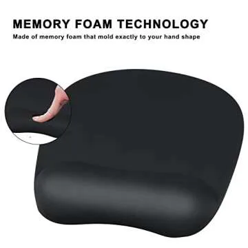 Mouse Pad with Wrist Support Gel Mouse Pad with Wrist Rest, Comfortable Computer Mouse Pad for Laptop, Pain Relief Mousepad with Non-Slip PU Base for Office & Home - Black