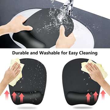 Mouse Pad with Wrist Support Gel Mouse Pad with Wrist Rest, Comfortable Computer Mouse Pad for Laptop, Pain Relief Mousepad with Non-Slip PU Base for Office & Home - Black
