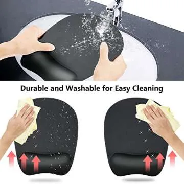Mouse Pad with Wrist Support Gel Mouse Pad with Wrist Rest, Comfortable Computer Mouse Pad for Laptop, Pain Relief Mousepad with Non-Slip PU Base for Office & Home - Black