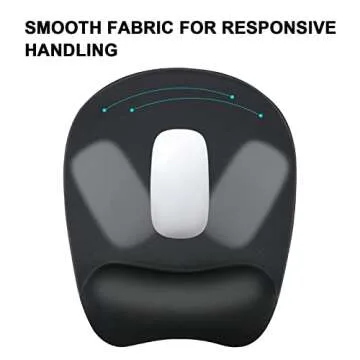 Mouse Pad with Wrist Support Gel Mouse Pad with Wrist Rest, Comfortable Computer Mouse Pad for Laptop, Pain Relief Mousepad with Non-Slip PU Base for Office & Home - Black