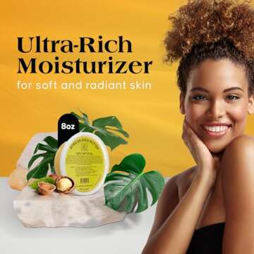 RA Cosmetic's 100% Natural Unrefined Yellow Shea Butter – Pure African Luxury Head-to-Toe Moisture Miracle for Radiant Skin and Luscious Hair - Sourced from Ghana, West Africa - 8oz Jar