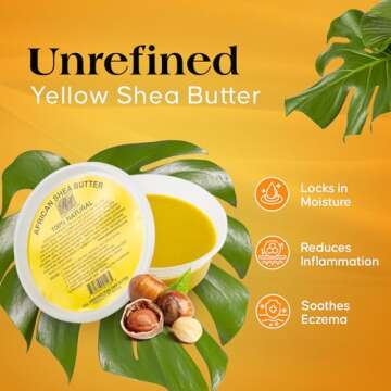 RA Cosmetic's 100% Natural Unrefined Yellow Shea Butter – Pure African Luxury Head-to-Toe Moisture Miracle for Radiant Skin and Luscious Hair - Sourced from Ghana, West Africa - 8oz Jar