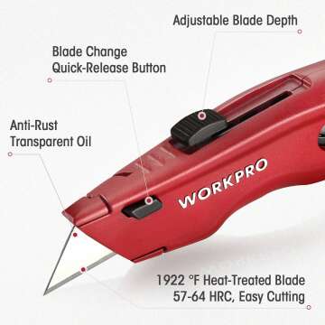 WORKPRO Heavy Duty Utility Knife with Extra Blades