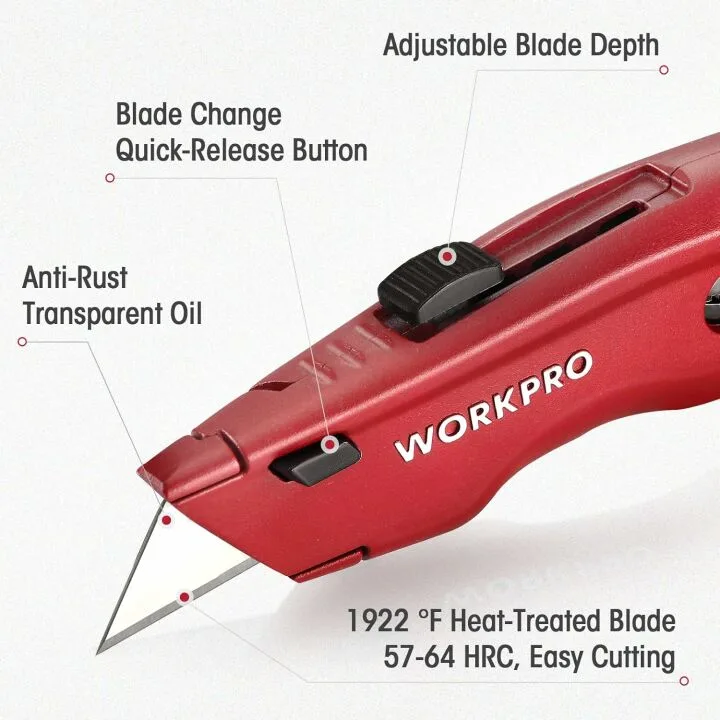 WORKPRO Heavy Duty Utility Knife with Extra Blades