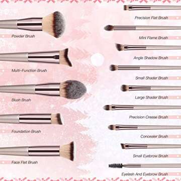 BESTOPE Makeup Brushes, Conical Handle Professional Premium Synthetic Makeup Brush Set Kit With Case Bag for Blending Foundation Powder Blush Eyeshadow,14 Count