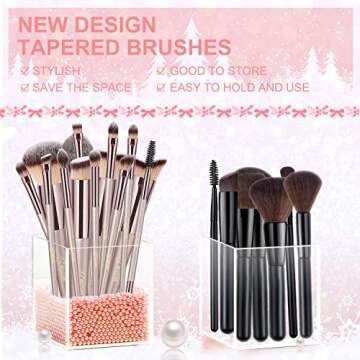 BESTOPE Makeup Brushes, Conical Handle Professional Premium Synthetic Makeup Brush Set Kit With Case Bag for Blending Foundation Powder Blush Eyeshadow,14 Count