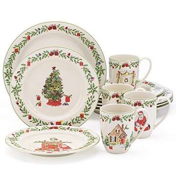 Lenox Holiday Illustrations Porcelain Dinnerware Set - 12 Piece Collection