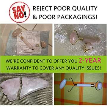 Jade Roller for Face 2 in 1 Gua Sha Tools Including Rose Quartz Roller and Jade Face Massager 100% Natural Jade Facial Roller Anti Aging Face Roller Massager (Rose)