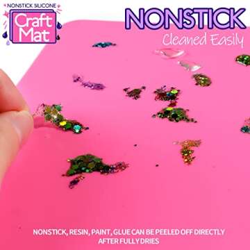 LEOBRO Silicone Mat, Silicone Mats for Crafts, 2pcs Silicone Mat for Jewelry Resin Molds, Silicone Mats for UV Resin, Resin Molds, DIY Art Crafts, Hot Pink & Light Purple, 11.69" x 8.26"