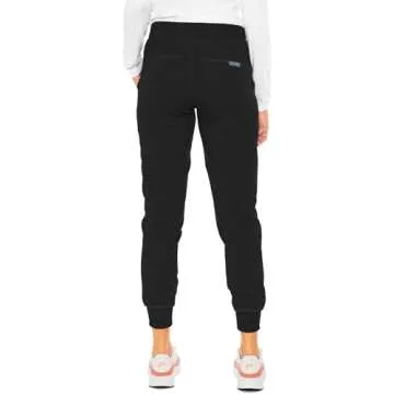 Med Couture Scrub Pants for Women Jogger Pant with 5 Pockets, Lightweight, Ultra Soft, 2-Way Stretch Fabric Plus Size - MC7710, 2XL, Black