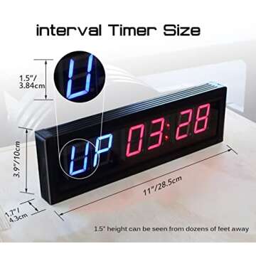 Naoeleii Gym Timer Clock for Home Gym with Remote, 11" Large Gym Clock Timer Stopwatch Count Down/Up...