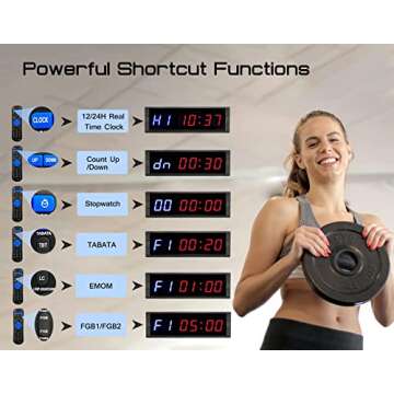 Naoeleii Gym Timer Clock for Home Gym with Remote, 11" Large Gym Clock Timer Stopwatch Count Down/Up, Workout Timer Interval Clock with Buzzer, LED Interval Training Timer for Home Garage Outdoors