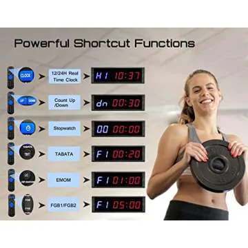 Naoeleii Gym Timer Clock for Home Gym with Remote, 11" Large Gym Clock Timer Stopwatch Count Down/Up, Workout Timer Interval Clock with Buzzer, LED Interval Training Timer for Home Garage Outdoors