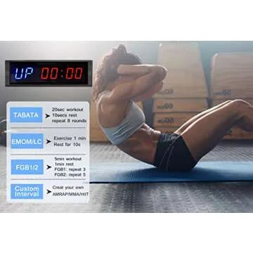Naoeleii Gym Timer Clock for Home Gym with Remote, 11" Large Gym Clock Timer Stopwatch Count Down/Up, Workout Timer Interval Clock with Buzzer, LED Interval Training Timer for Home Garage Outdoors