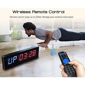 Naoeleii Gym Timer Clock for Home Gym with Remote, 11" Large Gym Clock Timer Stopwatch Count Down/Up, Workout Timer Interval Clock with Buzzer, LED Interval Training Timer for Home Garage Outdoors