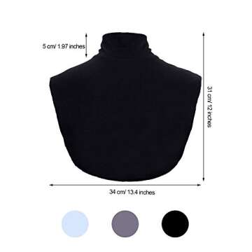 SATINIOR 3 Pieces Fake Collar Detachable Turtleneck Top Half Blouse Dickey Collar for Women(Medium,Black, White, Gray)